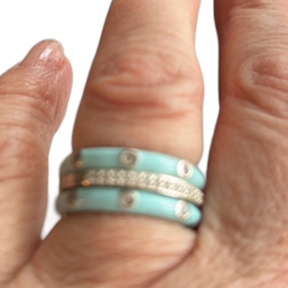 LIMLIM 3 stackable rings [2 ceramic and 1 silver crystals] - Picture 2 of 9
